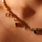 18K Gold Stainless Steel Color Gem Wave Necklace