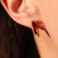 18K Gold Vermeil Red Gem Flame Earrings