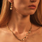 18K Real Gold Foil Pearl Hoop Earrings