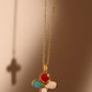 18K Gold Stainless Steel Enamel Cross Necklace