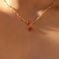 18K Real Gold Plated Garnet Diamond Cross Necklace