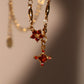 18K Real Gold Plated Garnet Diamond Cross Necklace