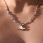 Platinum Plated Diamonds Natural Shell Moon Necklace