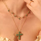 Gold Plated Green Cross Necklace
