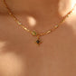 18K Real Gold Plated Green Diamond Cross Necklace