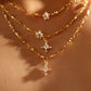 18K Real Gold Plated Diamond Cross Pendant Necklace