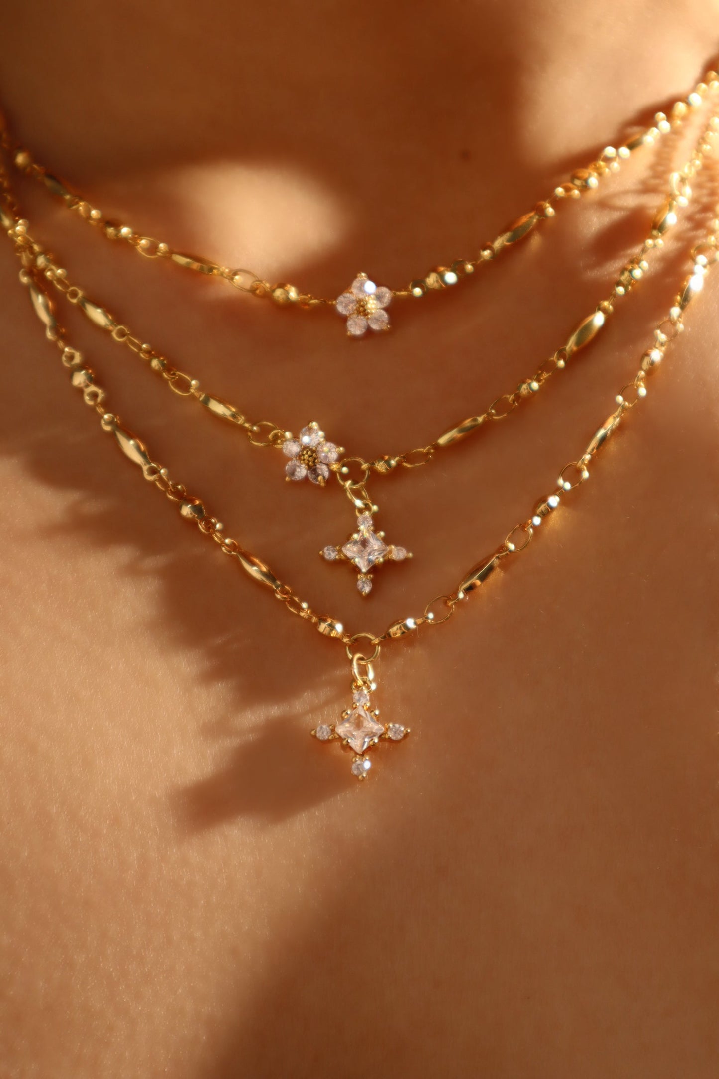 18K Real Gold Plated Diamond Cross Pendant Necklace