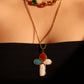 18K Gold Stainless Steel Enamel Cross Necklace