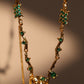 18K Real Gold Plated Green Gem Rose Necklace