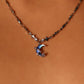 Platinum Plated Moonstone Moon Star Necklace