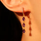18K Real Gold Plated Purple Gem Water Drop Earrings