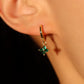 18K Real Gold Plated Green Gem Lucky Leaf Hoop Earrings