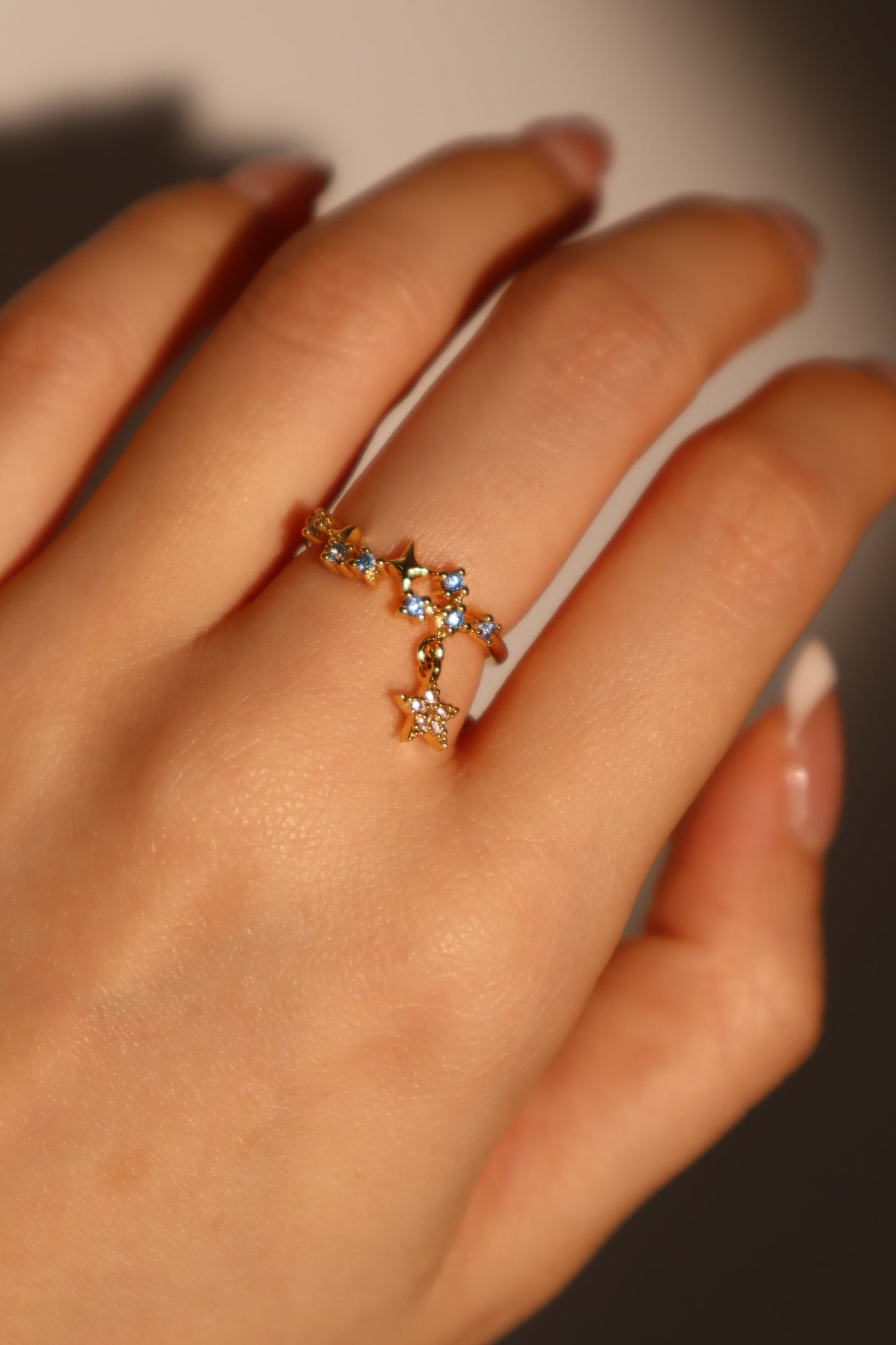 20K Real Gold Plated Blue Gem Meteor Ring