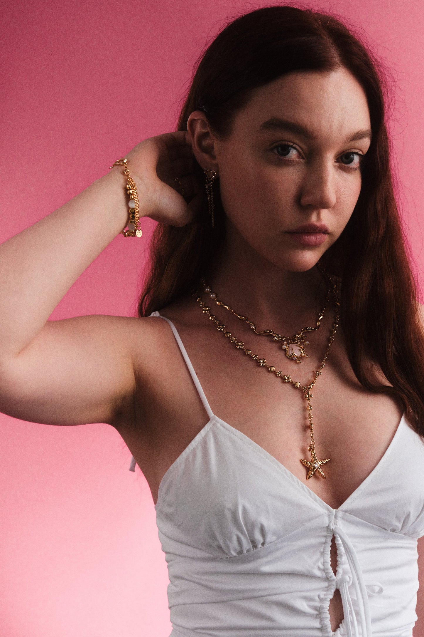 18K Real Gold Plated Pink Shell Necklace