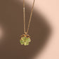 18K Real Gold Plated Spinning Jade Clover Necklace