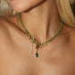 18K Real Gold Plated Green Gem Droplet Necklace
