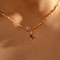18K Real Gold Plated Purple Diamond Cross Necklace