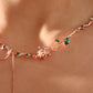 18K Rose Gold Plated Green Gem Rose Necklace