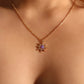 14K Real Gold Plated Purple Opal Sun Necklace