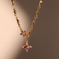 18K Real Gold Plated Purple Diamond Cross Necklace