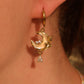 18K Real Gold Plated White Rose Moon Earrings