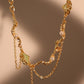 18K Real Gold Plated Jade Pearls Chain Necklace