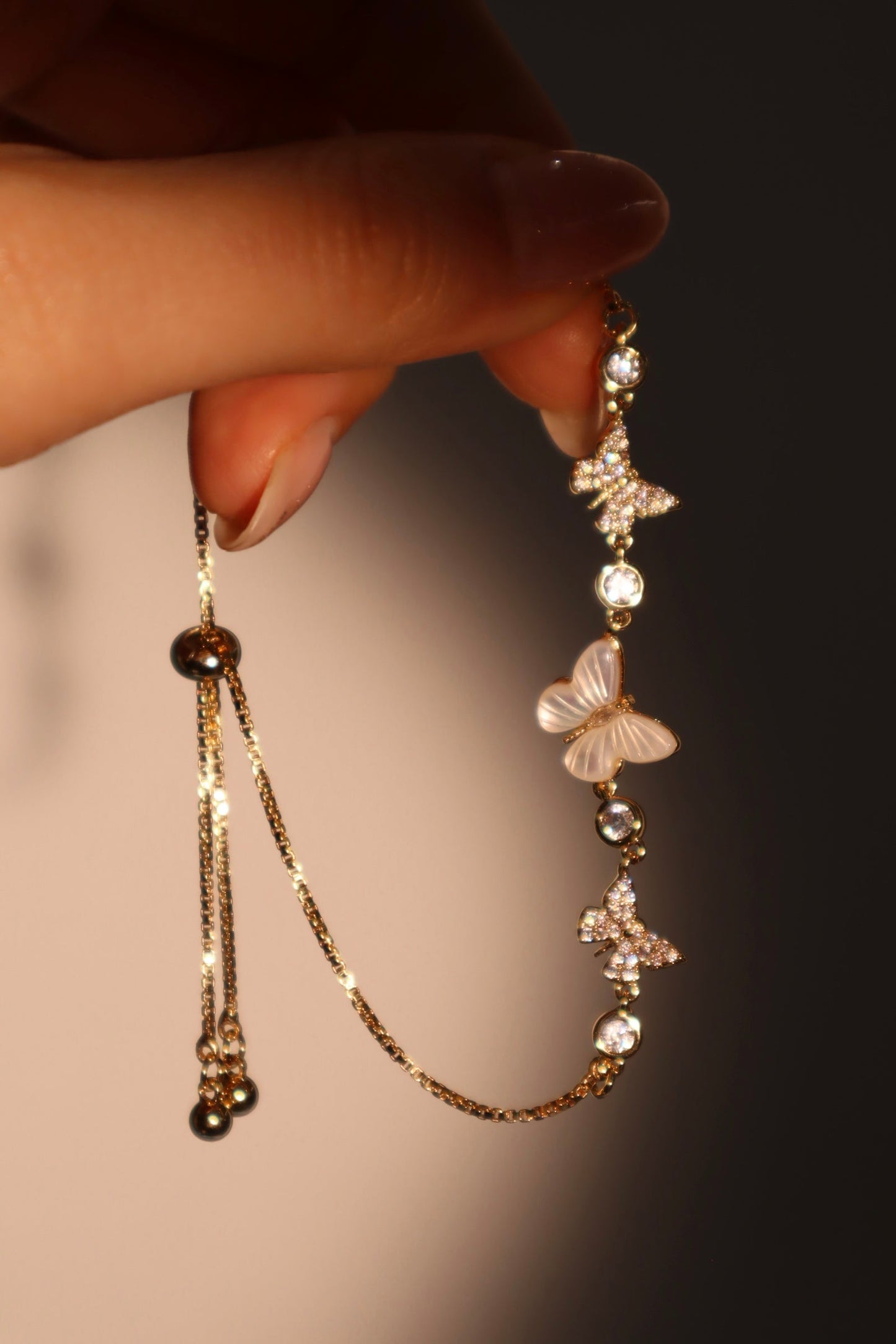 14K Real Gold Plated Natural Shell Butterfly Bracelet