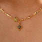 18K Real Gold Plated Green Diamond Cross Necklace