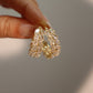 14K Real Gold Plated Diamond Leaf Hoop Earrings