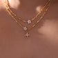 18K Real Gold Plated Diamond Cross Necklace