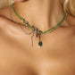 Platinum Plated Emerald Vine Bowknot Necklace