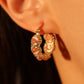 14K Real Gold Plated Pink Opal Hoop Earrings