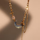 18K Real Gold Plated Moonstone Moon Star Chain Necklace