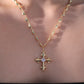 18K Real Gold Plated Diamond Cross of Hearts Necklace