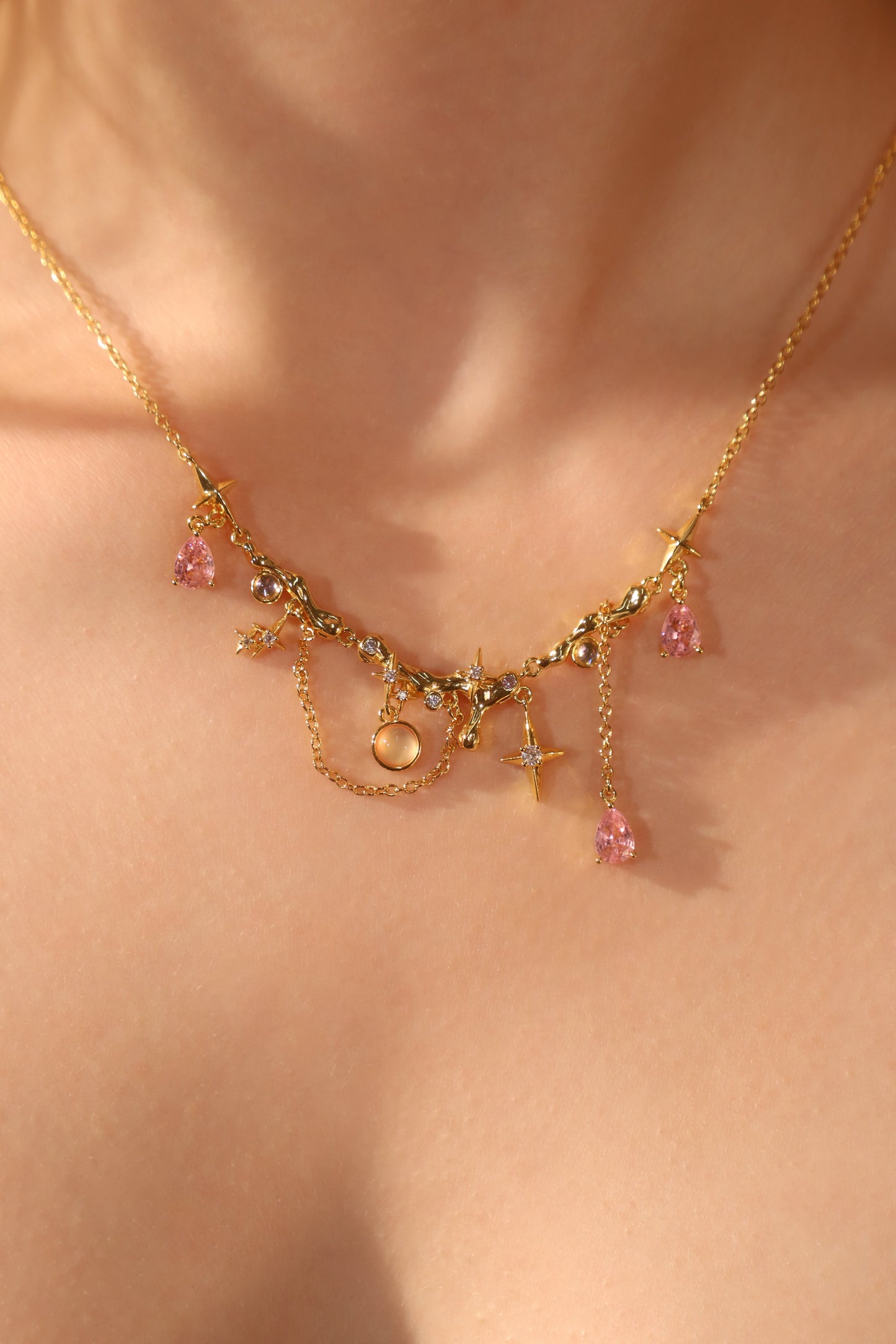 18K Real Gold Plated Color Gypsophila Necklace