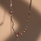 Platinum Plated Purple Glitter Gem Dangle Necklace
