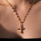 18K Real Gold Plated Diamond Cross of Hearts Necklace