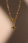18K Real Gold Plated Green Diamond Cross Necklace
