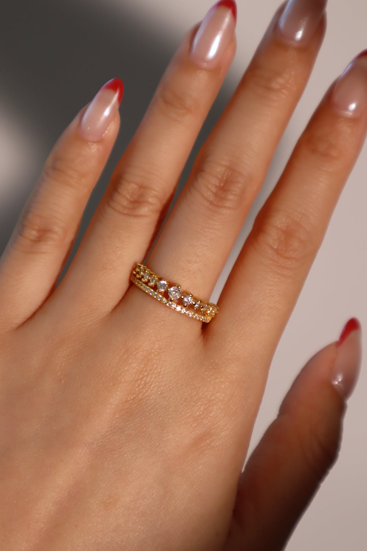 24K Gold Vermeil Double Layer Diamond Ring