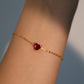 24K Gold Vermeil Red Gem Heart Bracelet