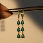 18K Real Gold Plated Green Gem Water Drop Earrings