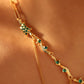 18K Real Gold Plated Green Gem Rose Necklace