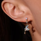 14K Real Gold Plated Blue Gem Moon Star Earrings