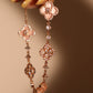 14K Rose Gold Plated Pink Lucky Leaf Shell Pearls Bracelet