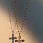 18K Gold Stainless Steel Color Gemstones Cross Necklace