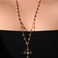 18K Real Gold Plated Diamond Cross of Hearts Necklace