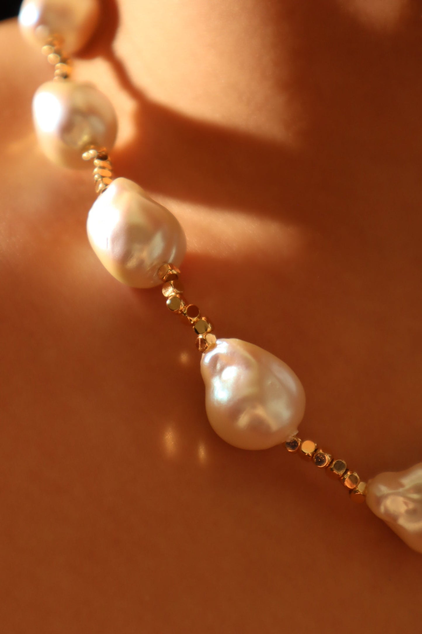 18K Real Gold Plated Multi Baroque Pearls Necklace