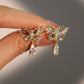 14K Real Gold Plated Blue Gem Butterfly Diamond Earrings
