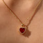 18K Real Gold Plated Red Gem Diamond Heart Necklace