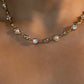 18K Real Gold Plated Multi Diamond Pearl Necklace